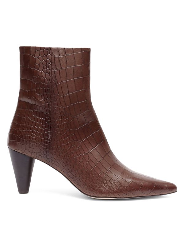 Anthony Veer Cora Croc-Embossed Leather Heel Zip Boots